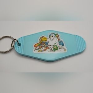 Handmade Rainbow Brite Retro Motel Keychain UV Resin Sealed Custom Blue 80s OS
